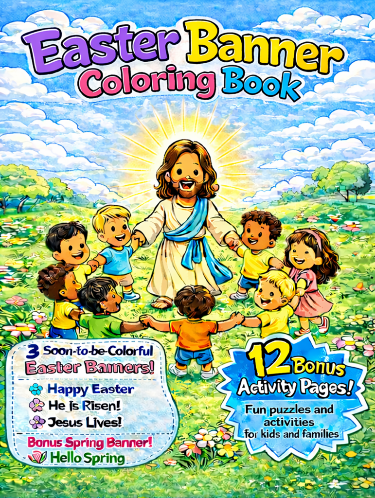Easter Banner Coloring Book Front Cover