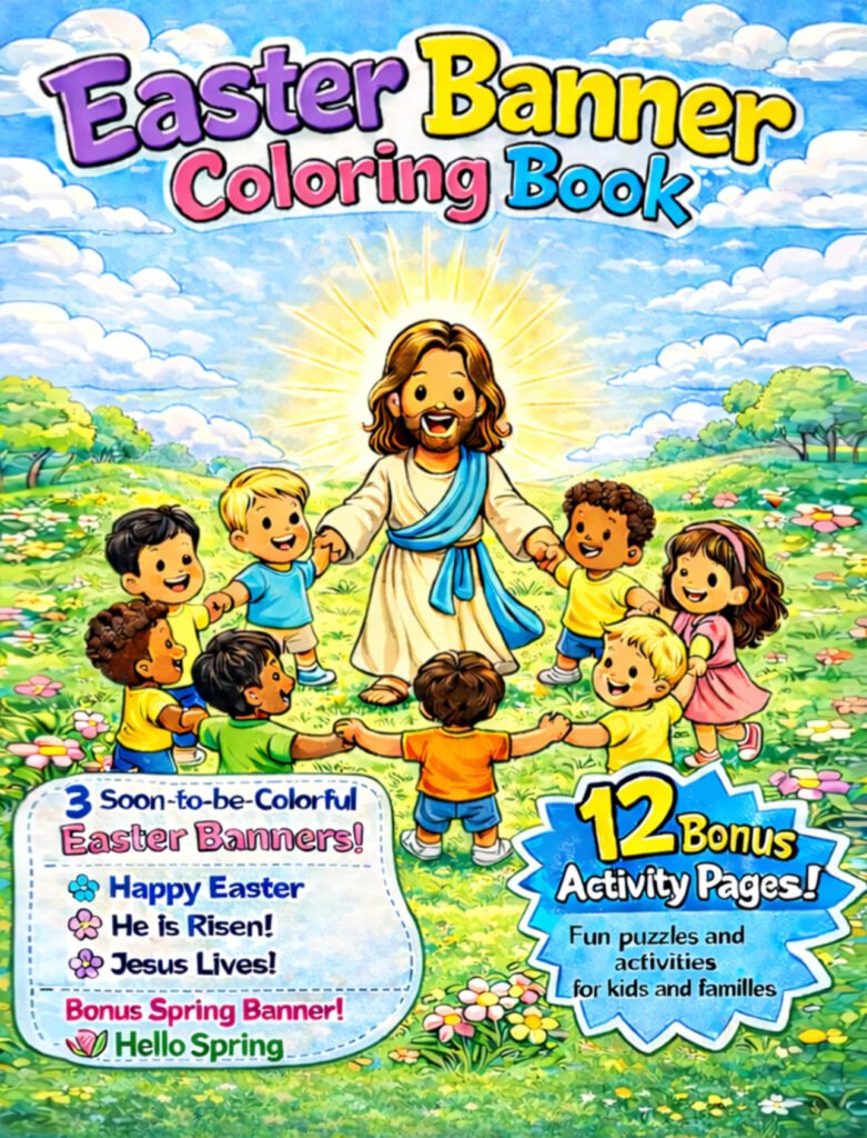 Easter Banner Coloring Book Front Cover